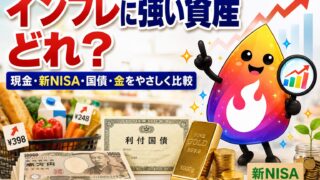 【つまずき救済】インフレに強い資産とは？現金・新NISA・国債・金の違いを初心者向けに解説