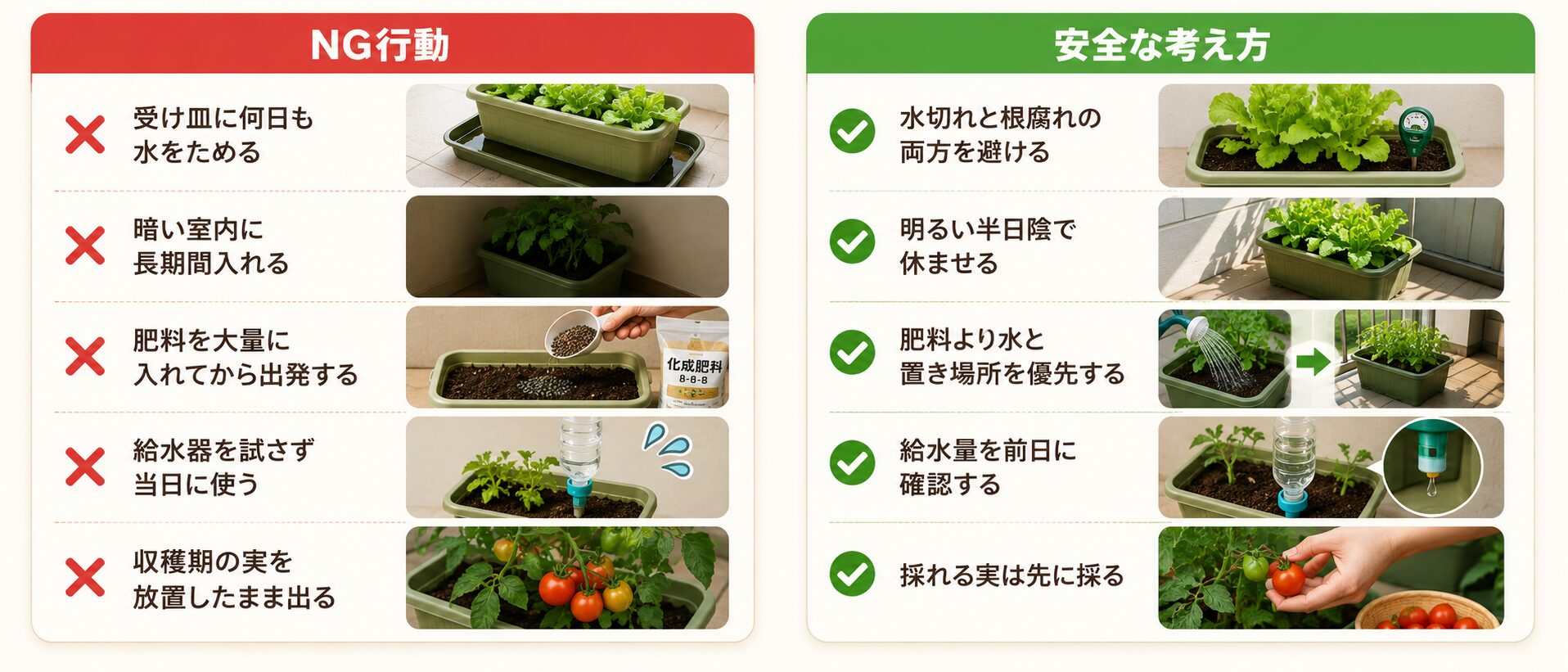 旅行中の家庭菜園でやってはいけないNG対策と安全な考え方