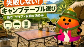 キャンプテーブルの選び方｜初心者が失敗しない高さ・サイズ・収納性の目安
