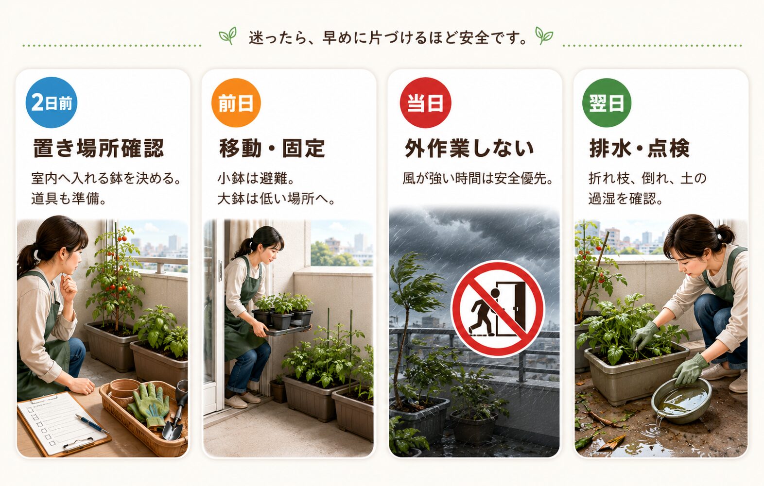 台風前後の作業タイムライン