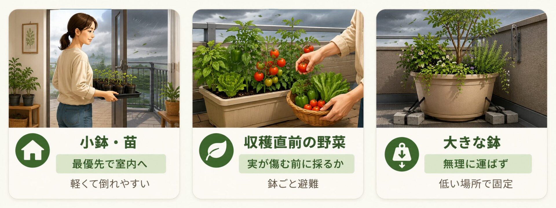 屋内へ避難する鉢の判断基準