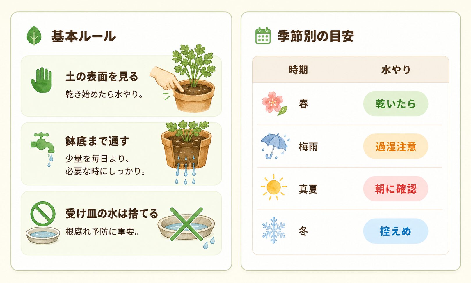パセリの水やり基本ルールと季節別の目安