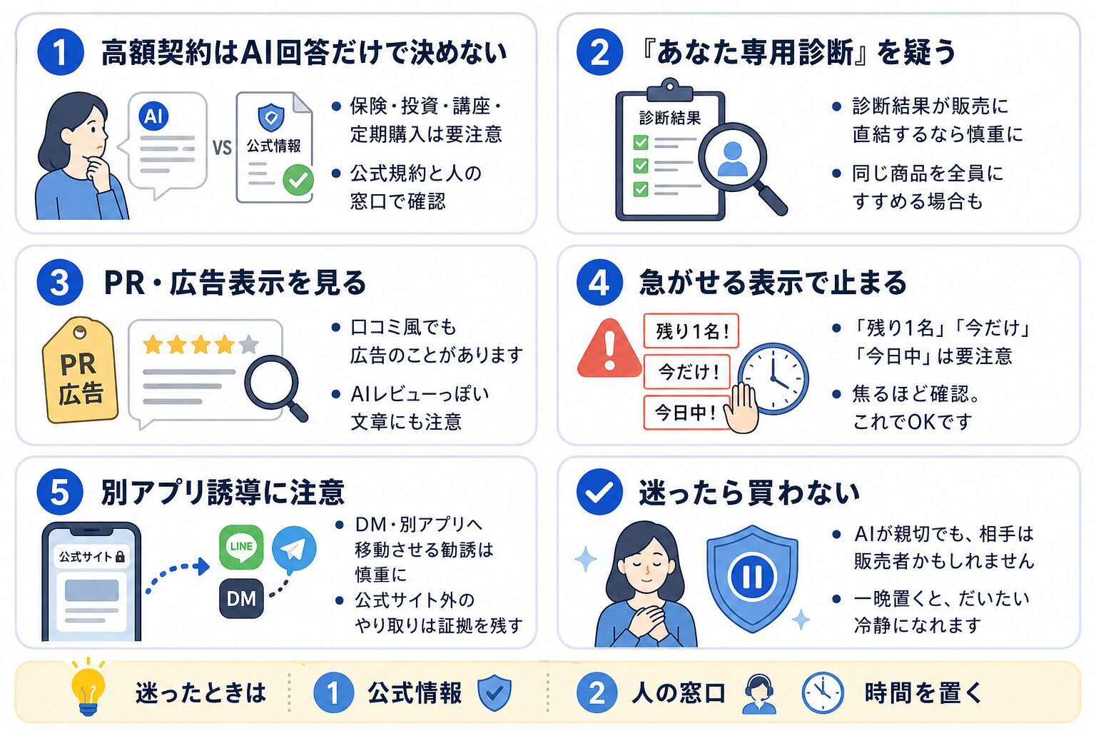 AIトラブルを避けるための5つの防御策をまとめた図解