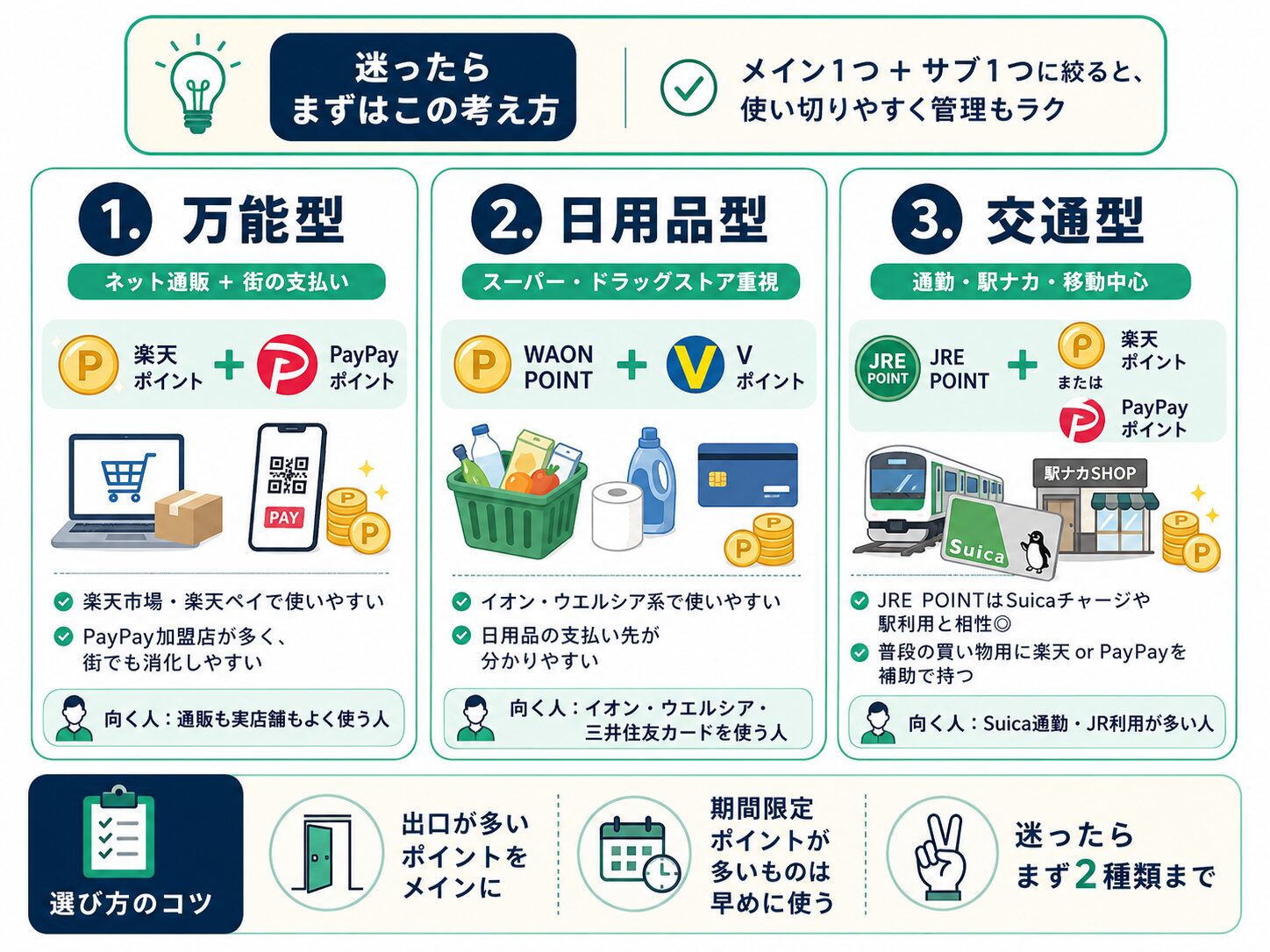 おすすめのポイント組み合わせを整理した図解