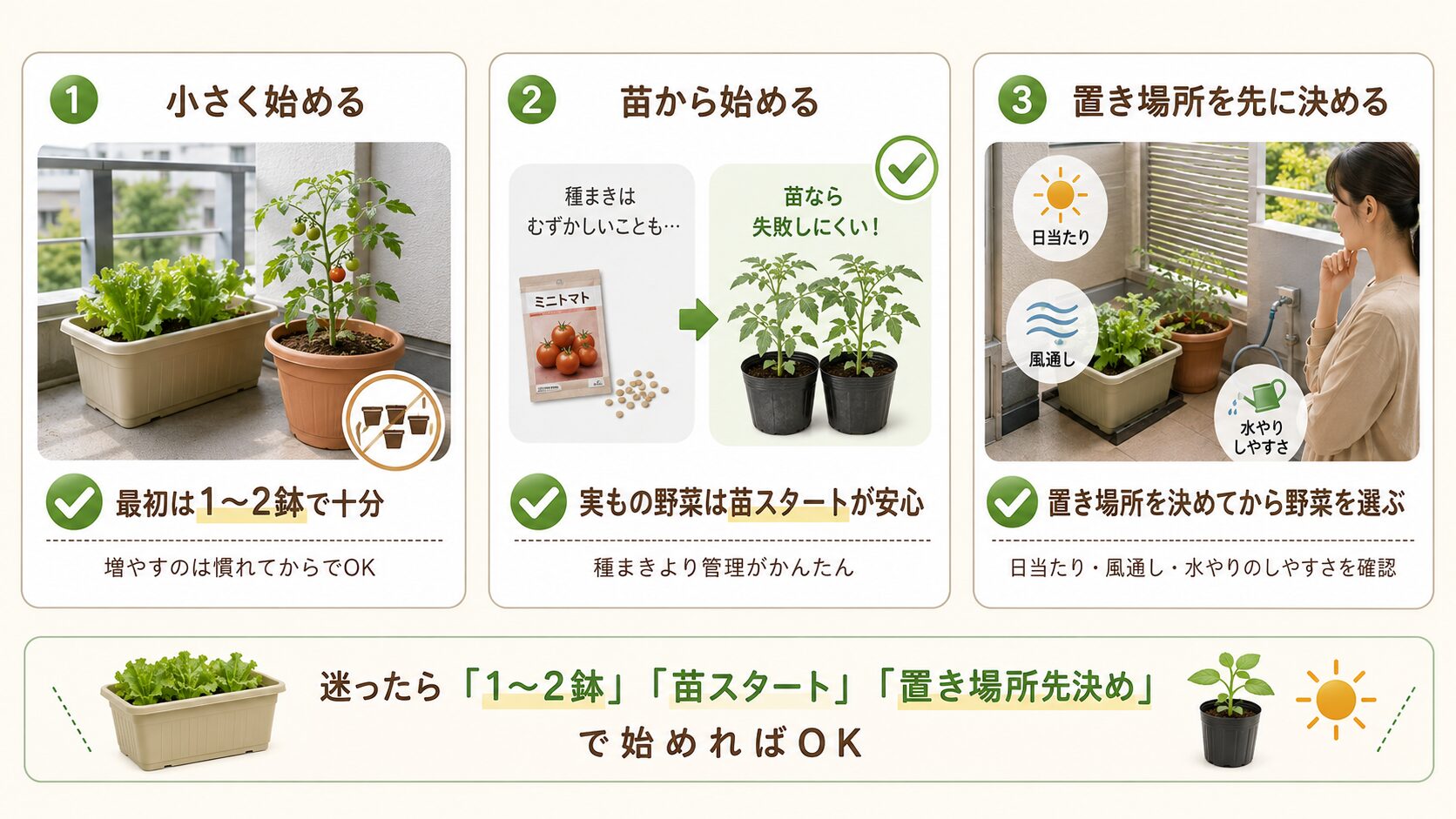 プランター初心者の安全ルールの図解