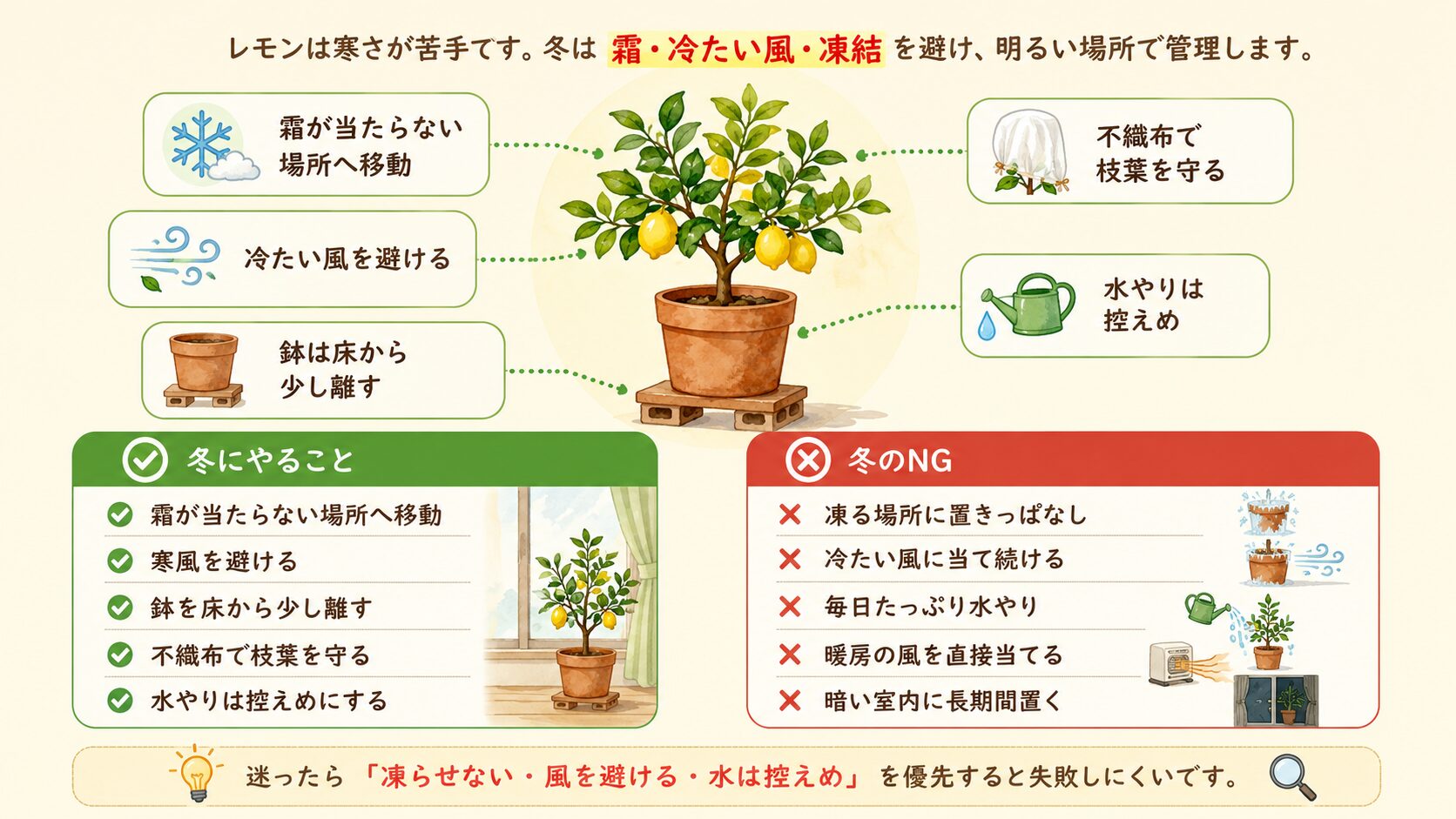 鉢植えレモンの冬越しと寒さ対策