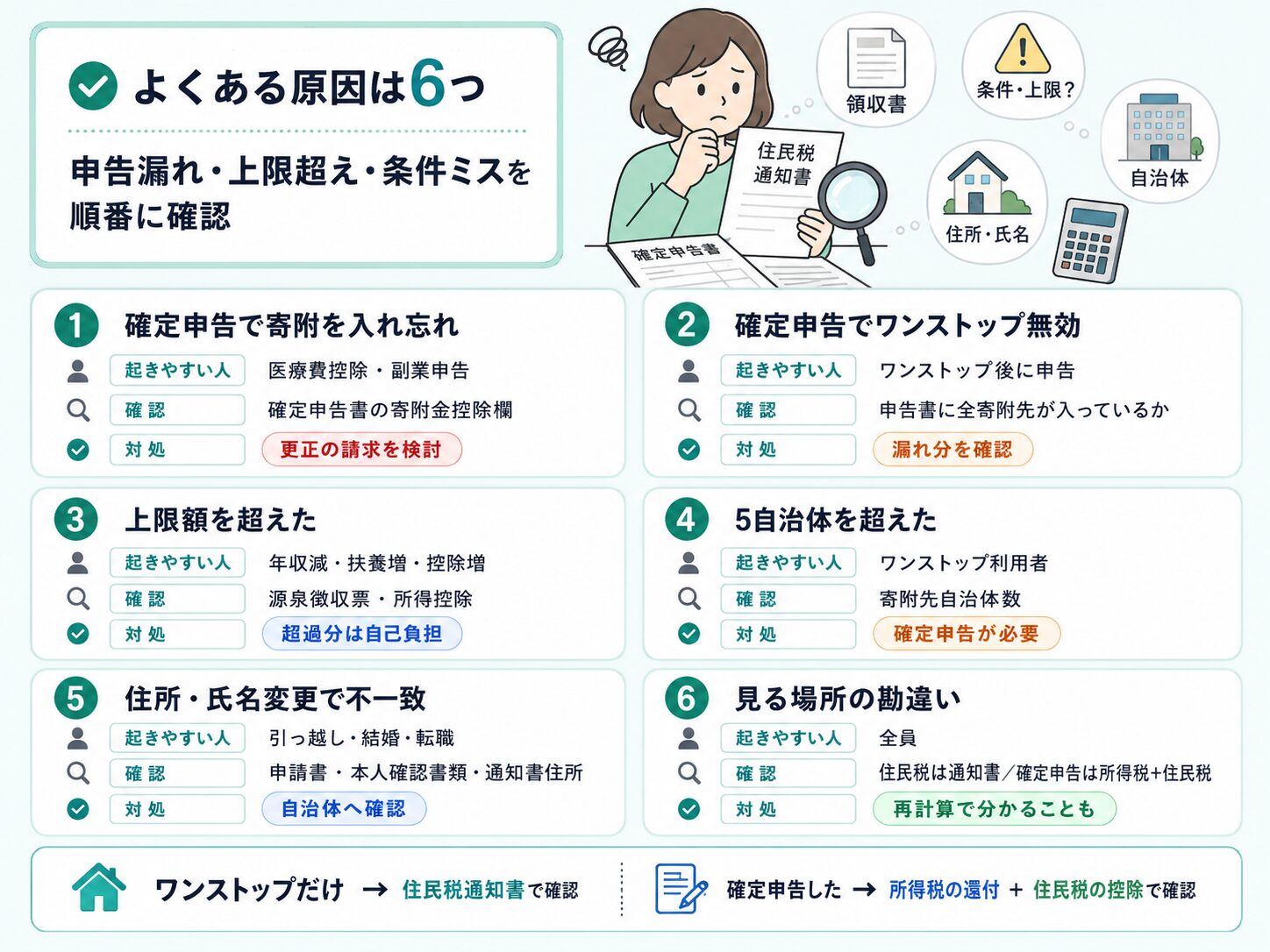 ふるさと納税の控除額が少ない場合に考えられる主な原因と確認書類