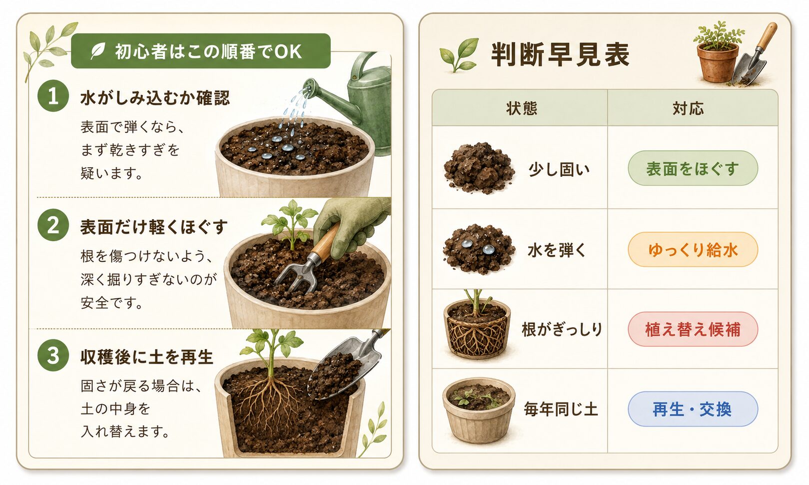 土が固い時の正解を初心者向けにまとめた図解