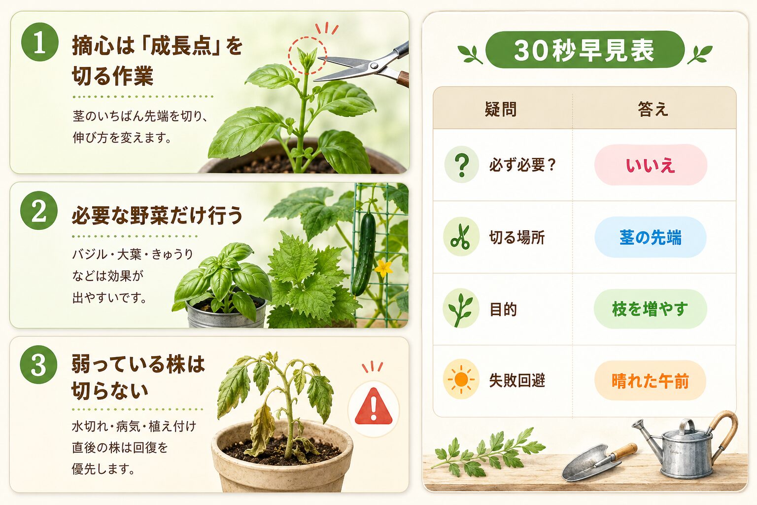 摘心の基本ルールと30秒早見表をまとめた初心者向け図解