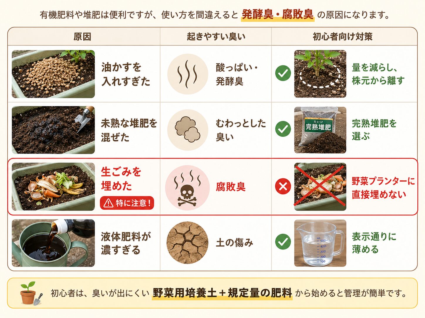 肥料や堆肥で土が臭くなる原因と初心者向け対策