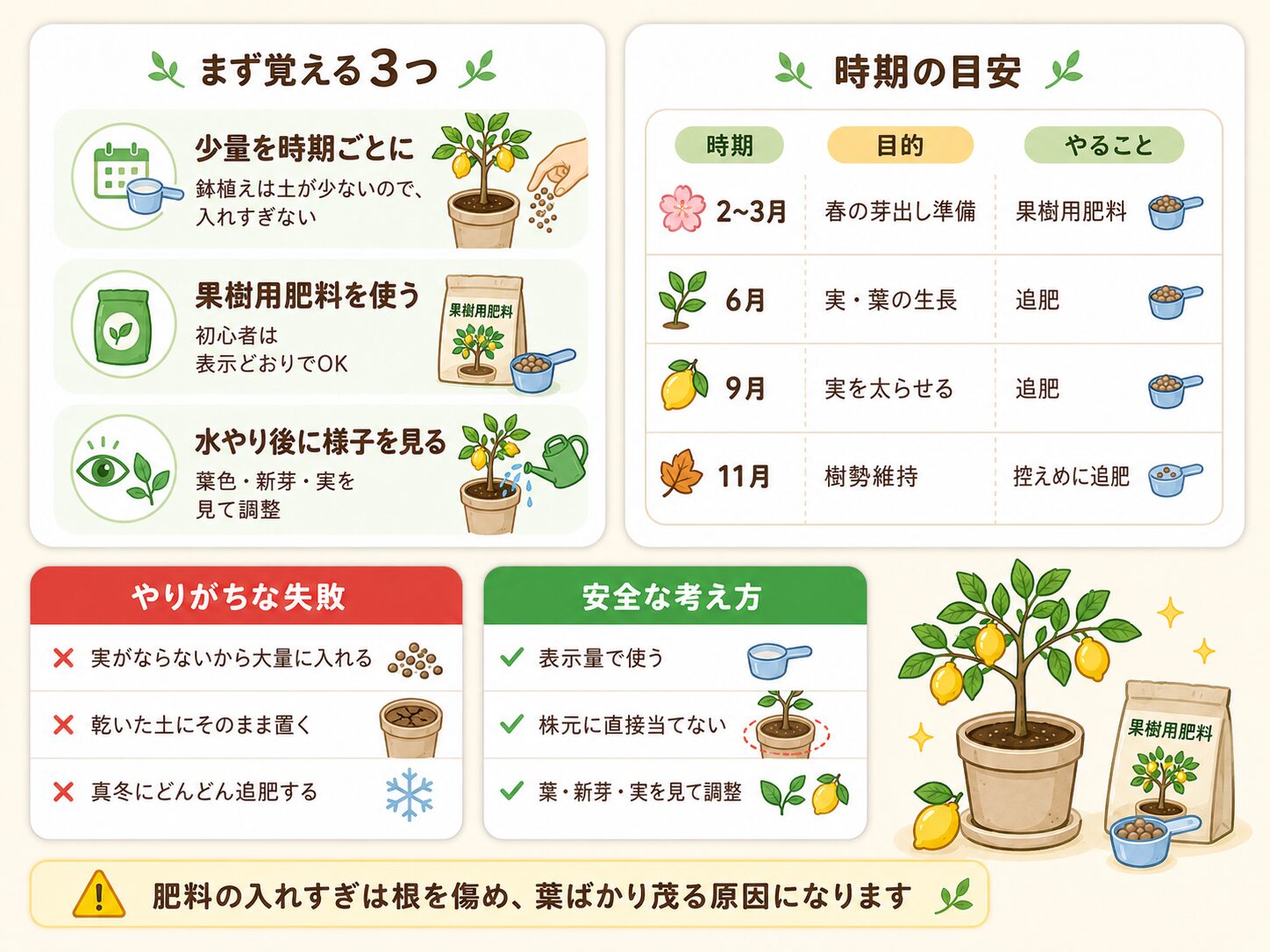 鉢植えレモンの肥料時期と失敗しにくい与え方
