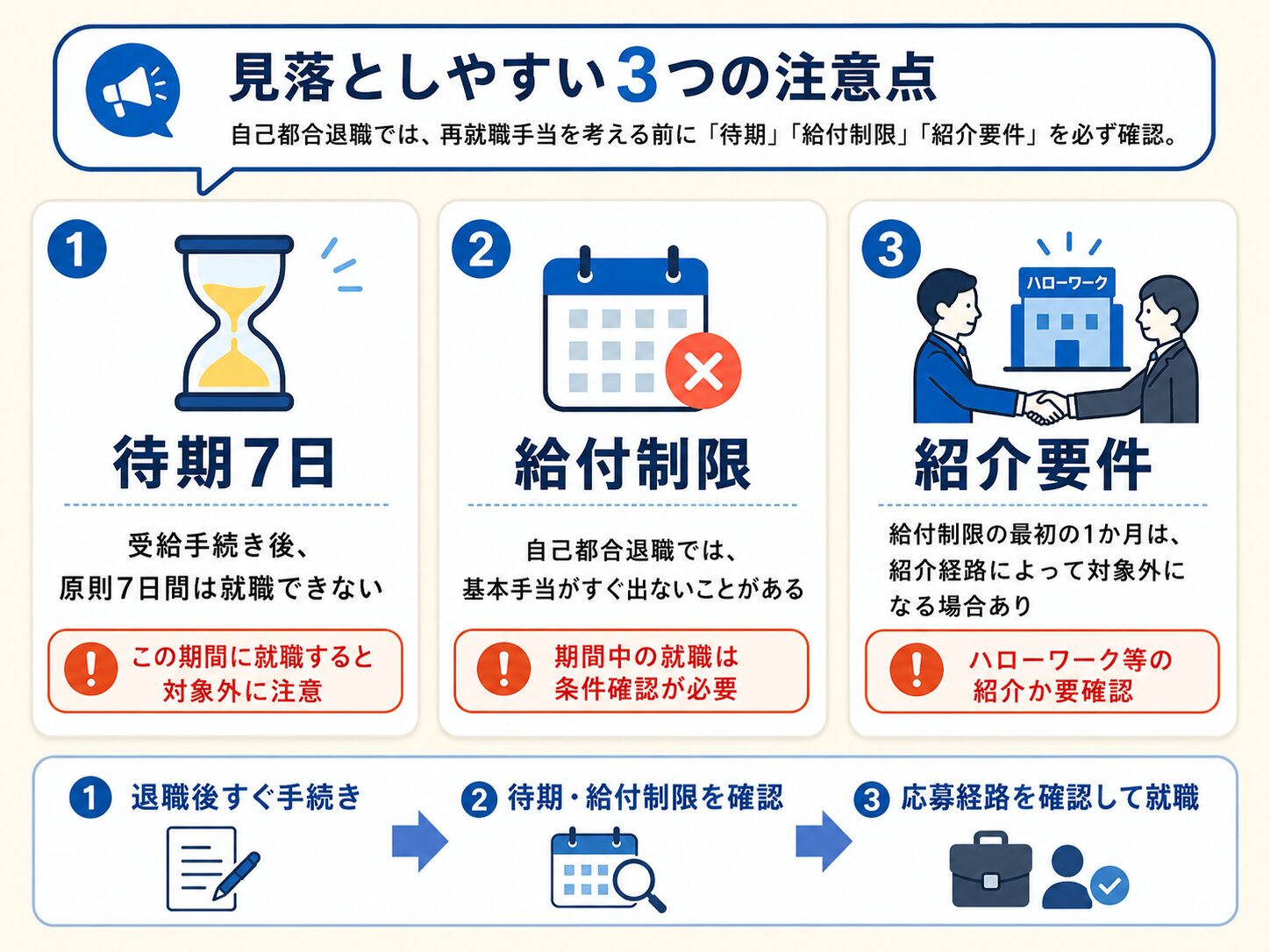 自己都合退職で注意したい失業保険と再就職手当の落とし穴を整理した図解