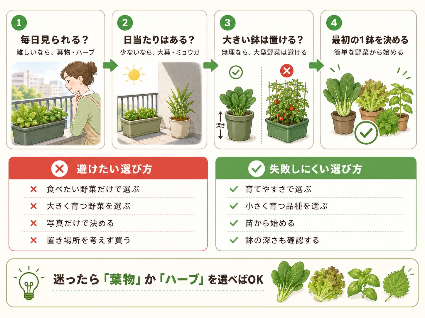 家庭菜園初心者が迷った時の野菜選びチャート