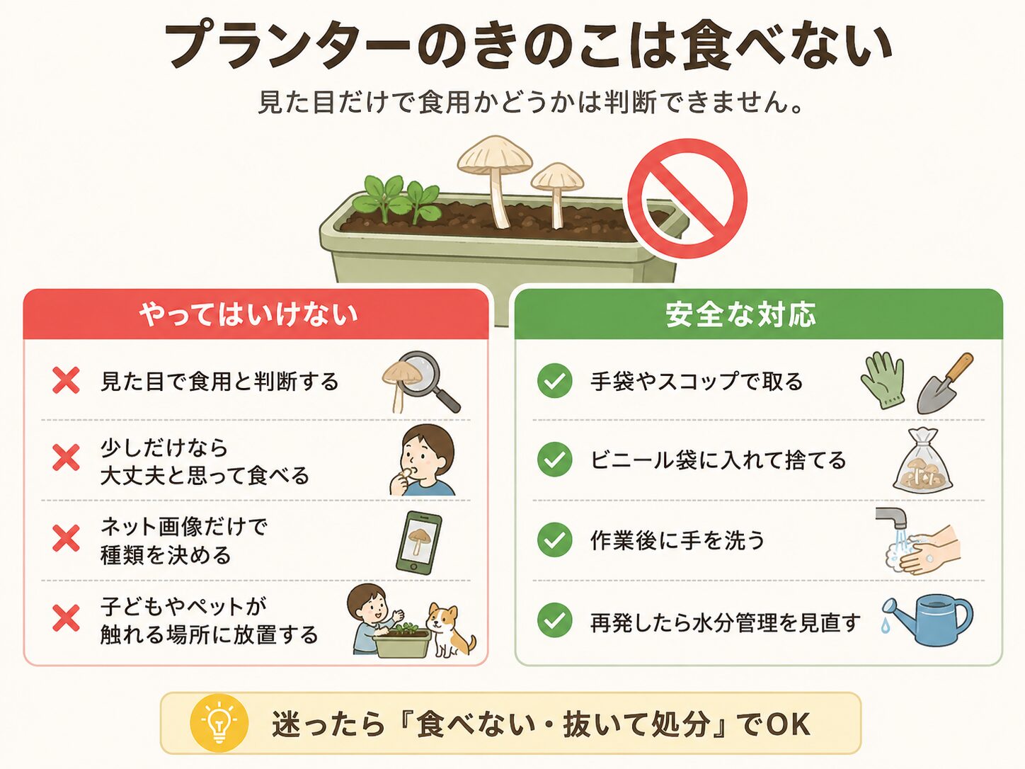 プランターのきのこを食べてはいけない理由と安全な対応
