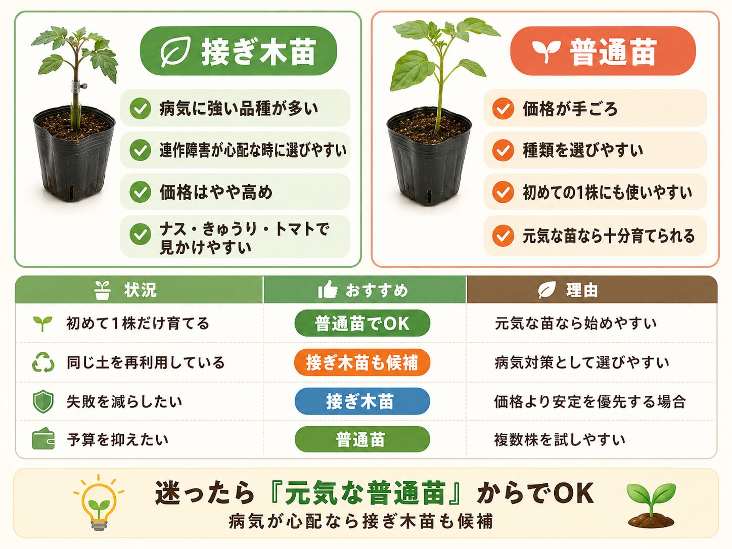 接ぎ木苗と普通苗の違い