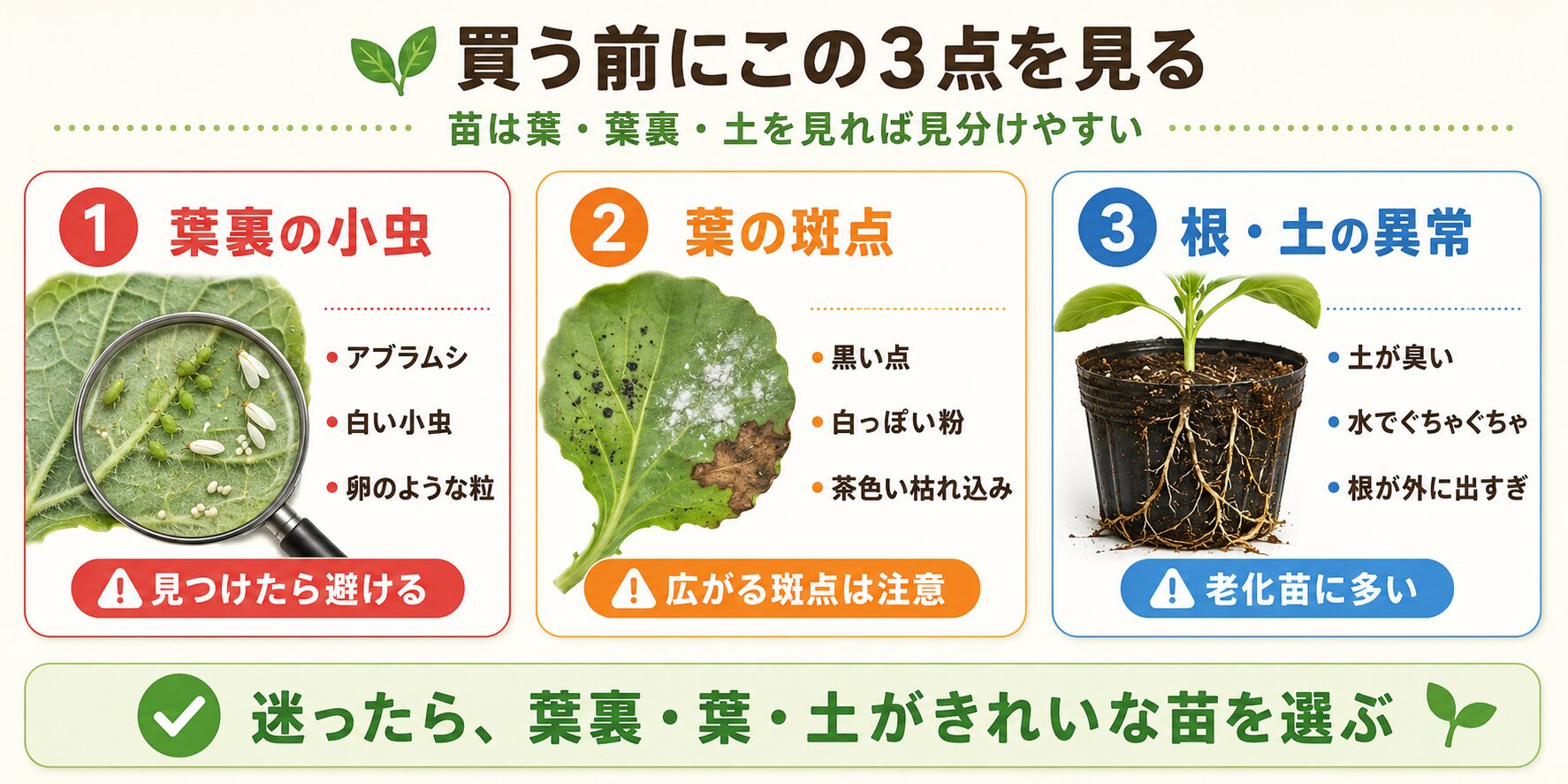 病気や虫を持ち帰らないためのチェックポイント