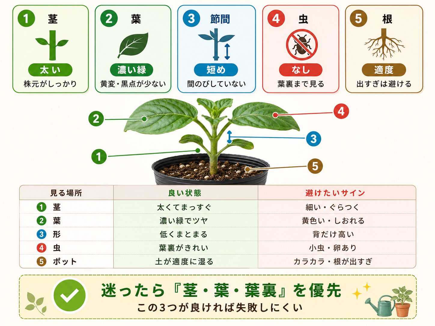 良い苗を選ぶためのチェックリスト